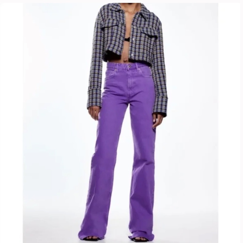 Zara Purple Wide Leg Jeans